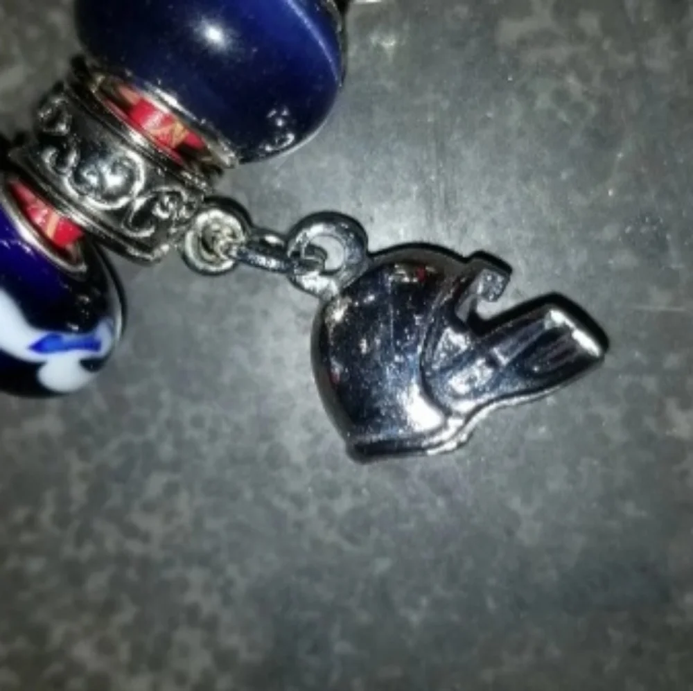 8" HOUSTON TEXANS FOOTBALL NFL CUSTOM EUROPEAN CHARM BRACELET LEATHER CLASP BAND - Picture 6 of 7